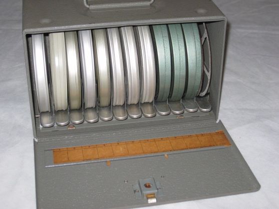 Vintage Silver Tower Records Metal 5” 8mm Film Reel 200ft W/ Can